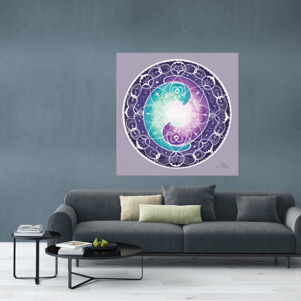 Mandala Leinwanddruck, Wanddeko, Wandbehang Universal Harmony Yin Und Yang Yandala Yvonne Lamberty